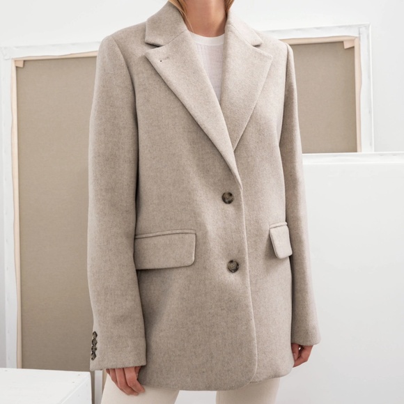 & Other Stories Oversized Wool Blazer, Size 0 / EU 32, Oatmeal Beige - Picture 2 of 8